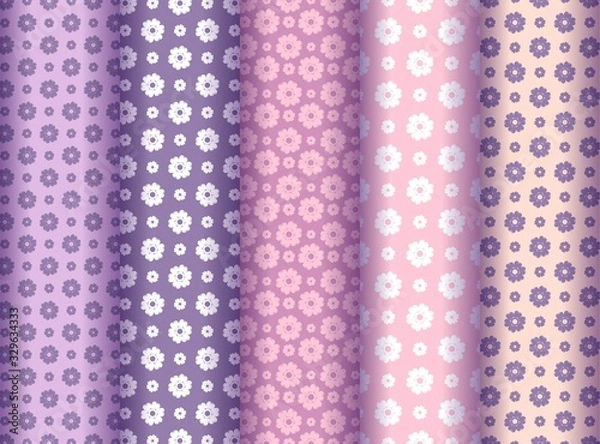 Obraz Pastel flower seamless pattern set