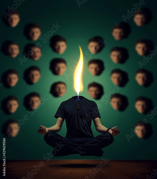 Obraz Man Floating in Thoughtless Fire Meditation