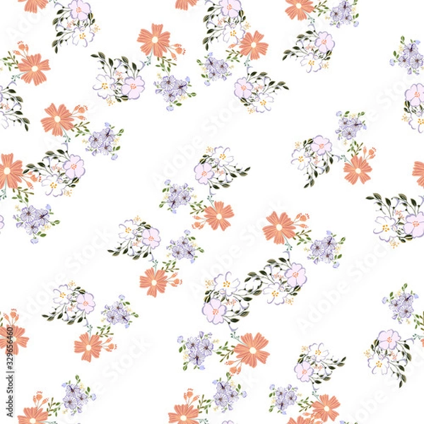 Fototapeta Seamless pattern in small and medium flowers. Small colorful flowers. Ditsy elegant floral background. Template for fashion prints.