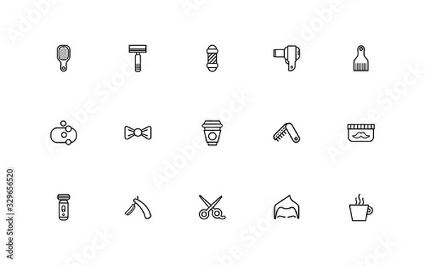 Fototapeta bundle of barber shop set line style icons