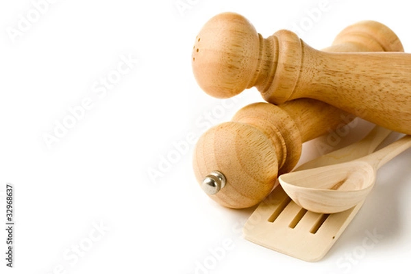 Obraz Wooden kitchen-ware isolated on white