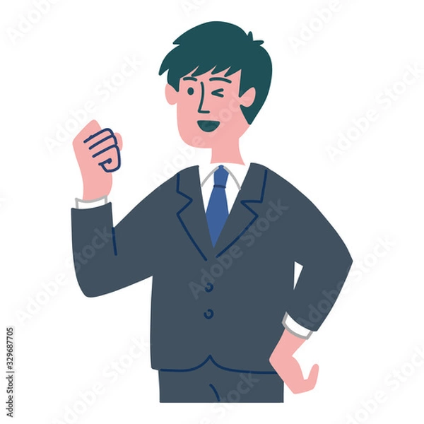 Fototapeta スーツ　男性　ガッツポーズ