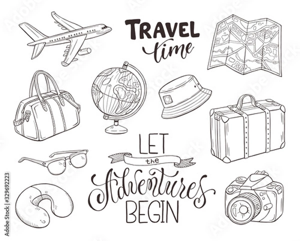 Fototapeta vector travel objects