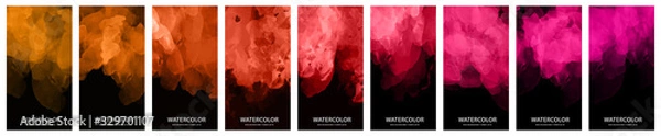 Fototapeta Black background set with mystical red fog or smoke. Dramatic poster template.