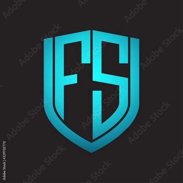 Obraz FS Logo monogram with emblem shield design isolated with blue colors on black background