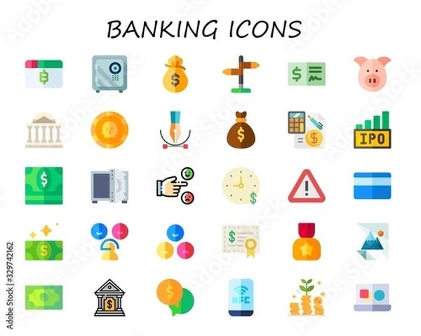 Fototapeta Modern Simple Set of banking Vector flat Icons