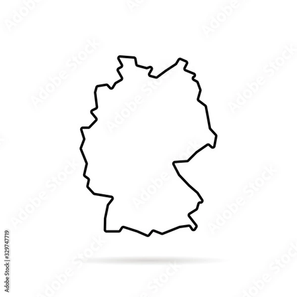 Fototapeta black thin line germany map with shadow