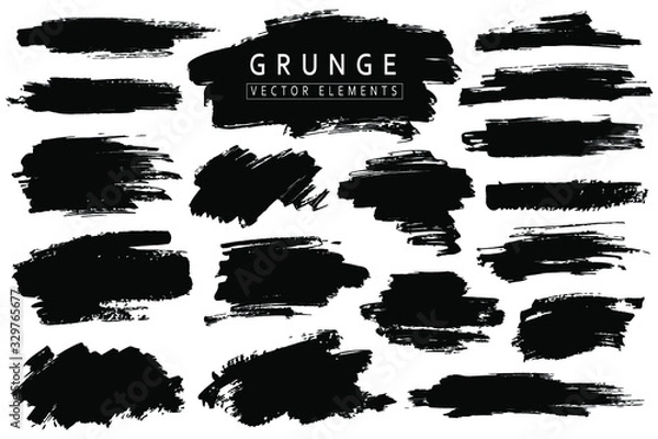 Fototapeta Grunge collection. Vector black brush strokes. Place for text