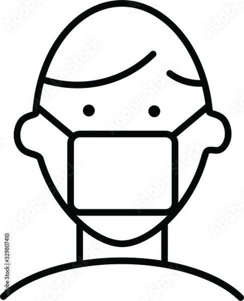 Fototapeta Vector image of a man in a medical mask