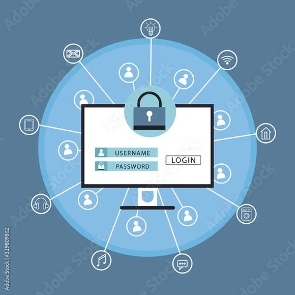 Obraz Global Network Vulnerability, Locked Device, Encrypted Files, Lost Documents IT Security Concept