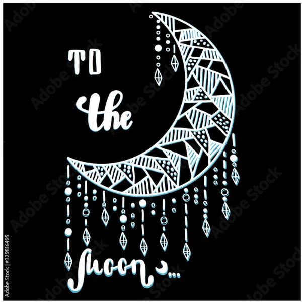 Obraz vector illustration moon lettering
