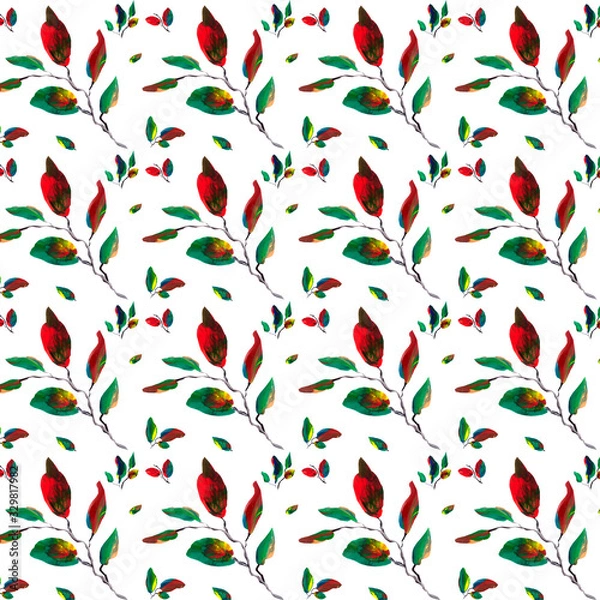 Fototapeta  Seamless patterns ink painted leaf patterns