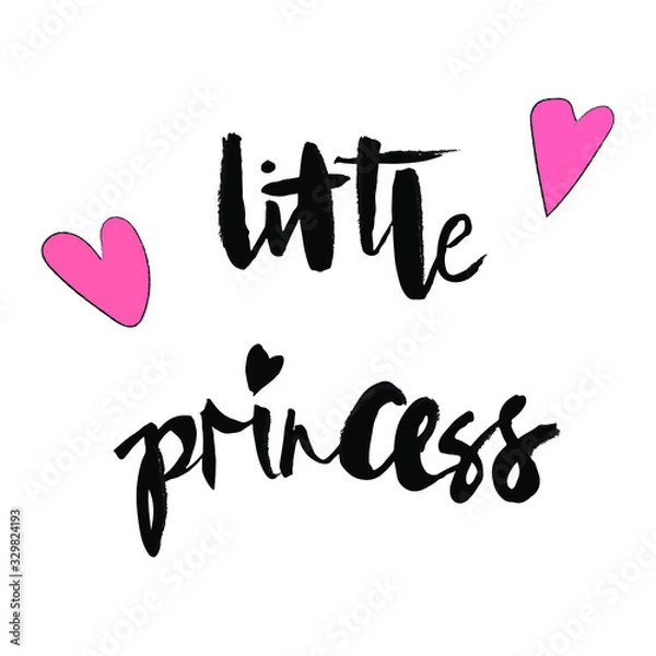 Fototapeta Vector illustration of the text Little princess for girls clothes, badge, postcard, tag, print. T-shirt design. Inspirational quote, banner. Women's calligraphy. Typography, poster.
