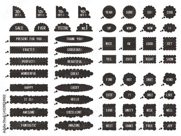 Obraz フレームセット＿水彩風雲形吹出