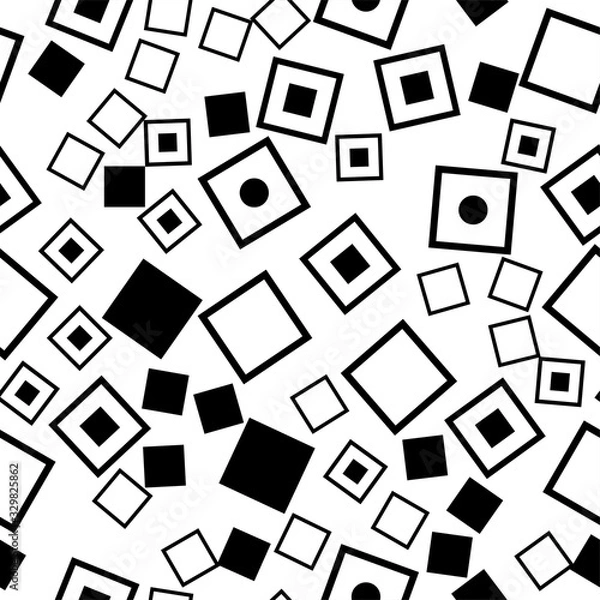 Fototapeta Seamless square, random black-white, monochrome pattern. Abstract background, vector illustration. EPS10