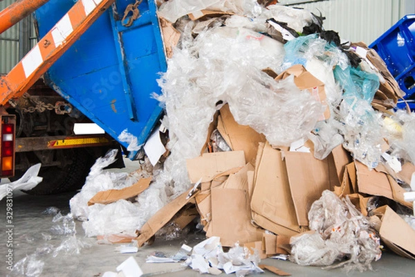 Fototapeta Waste recycling factory