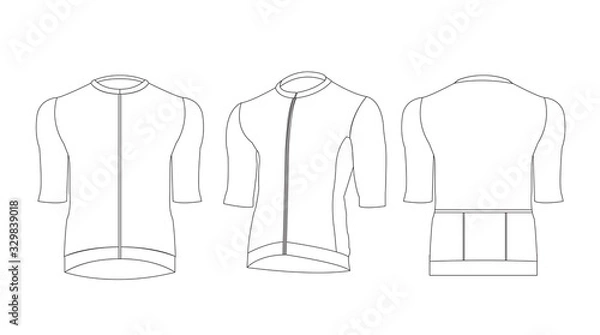 Obraz cycling jersey template out line isolated  on white background vector.