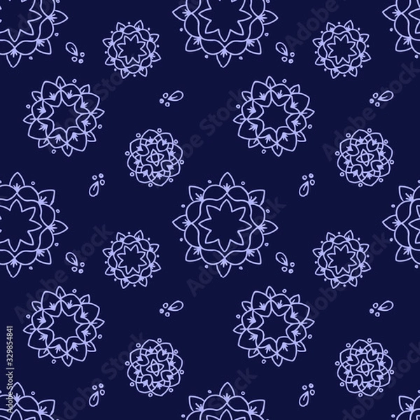 Obraz Ethnic blue mandala seamless pattern