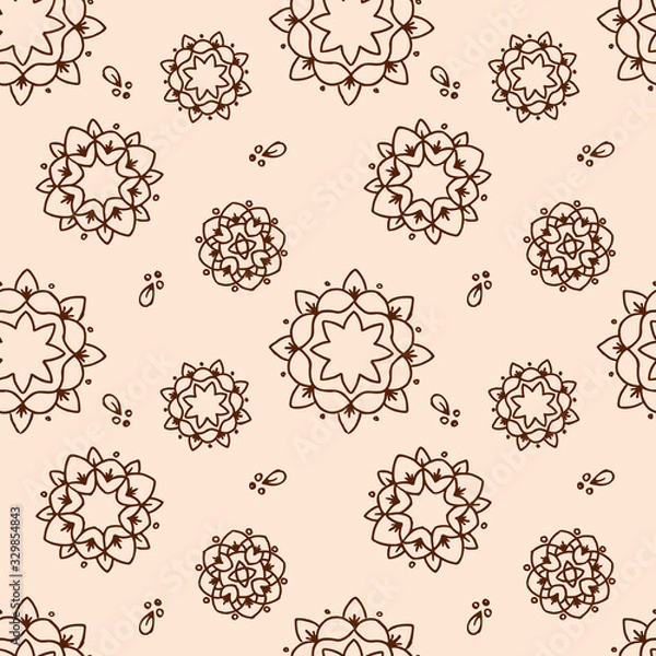 Obraz Ethnic brown mandala or snowflakes eamless pattern, background