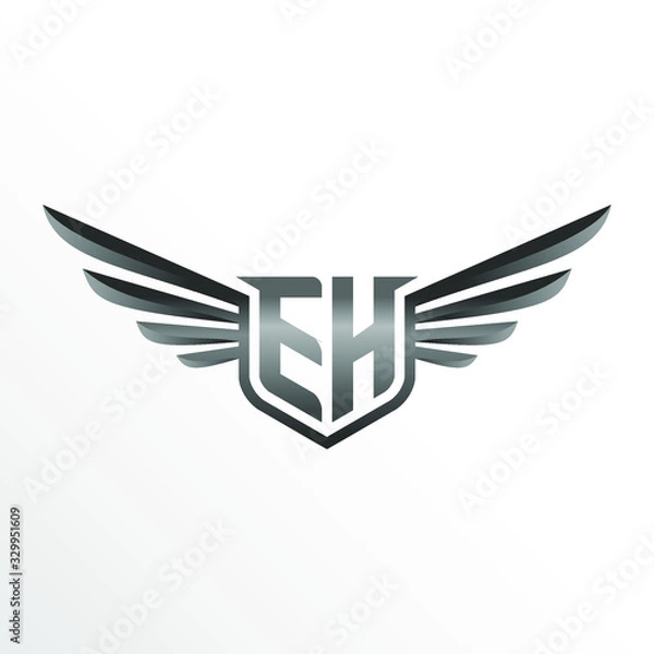 Obraz Initial Letter EH with Wings