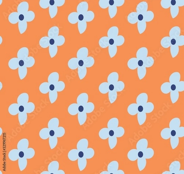Obraz orange and blue 70s floral seamless vector pattern editable and separable 