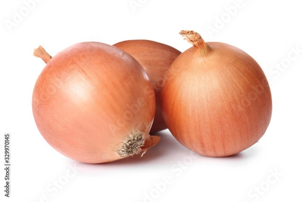 Obraz Fresh raw onion on white background