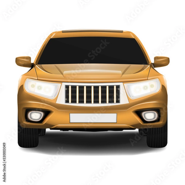 Fototapeta SUV Car front view isolated on white. Realistic vector.