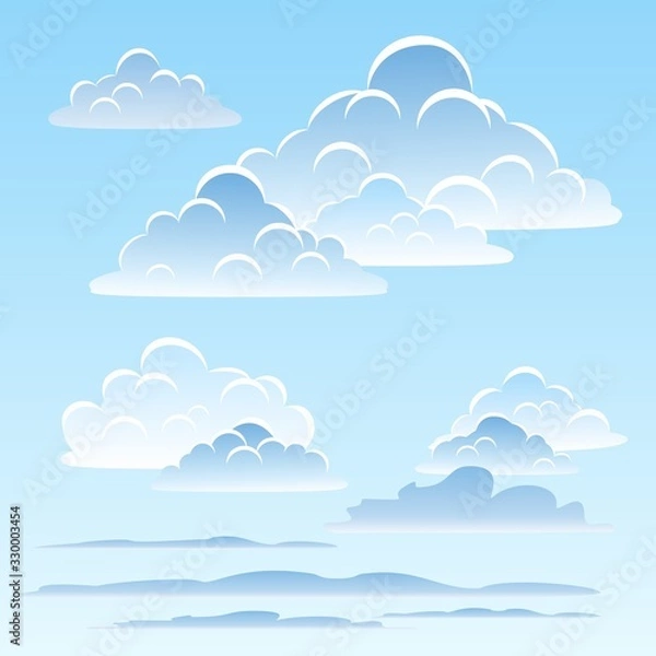 Obraz White cumulus clouds on a blue sky. Eps file. Vector illustration.