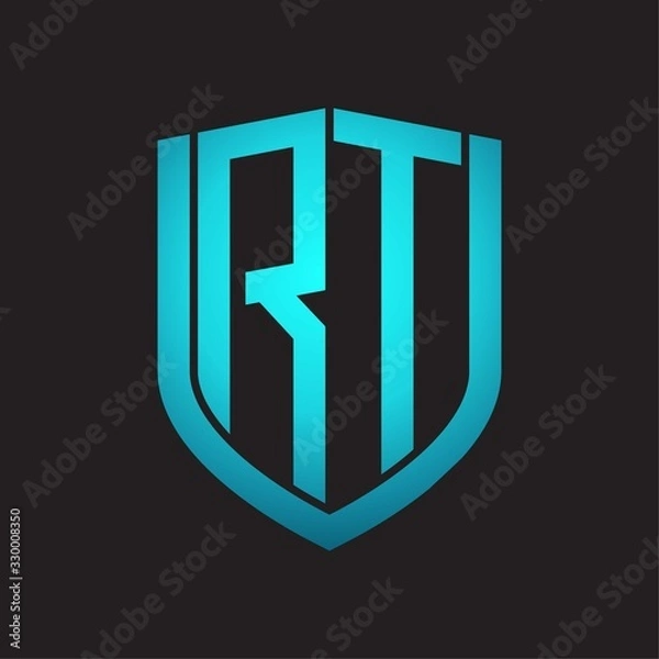 Obraz RT Logo monogram with emblem shield design isolated with blue colors on black background