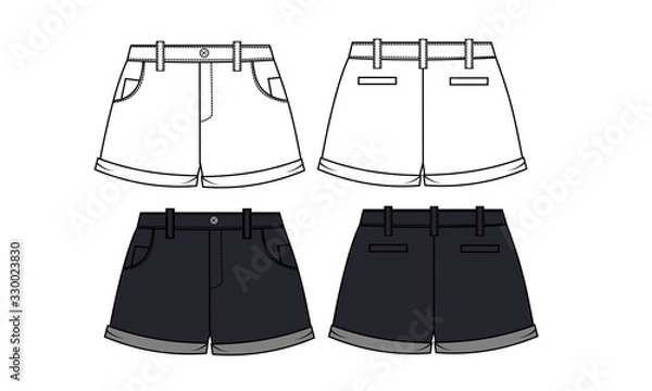 Obraz SHORT PANTS FLAT SKETCH TEMPLATE