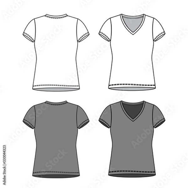 Obraz Illustration of ladies  t-shir fashion flat sketch template