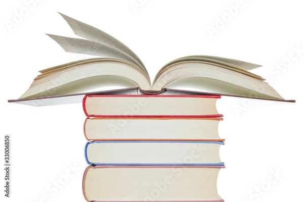 Obraz Stacked books isolated