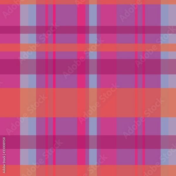 Obraz Modern Tartan-Geometric Patchwork seamless repeat pattern in pink,orange,blue, maroon and purple