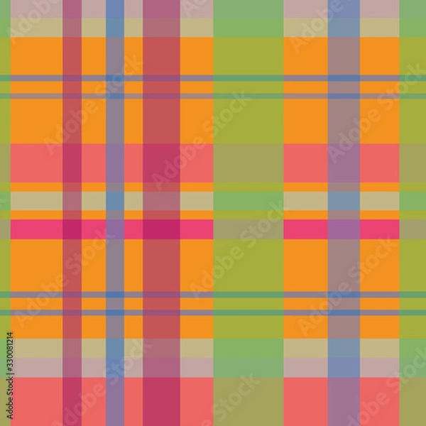 Obraz Modern Tartan-Geometric Patchwork seamless repeat pattern in yellow,orange,pink,green,blue, maroon