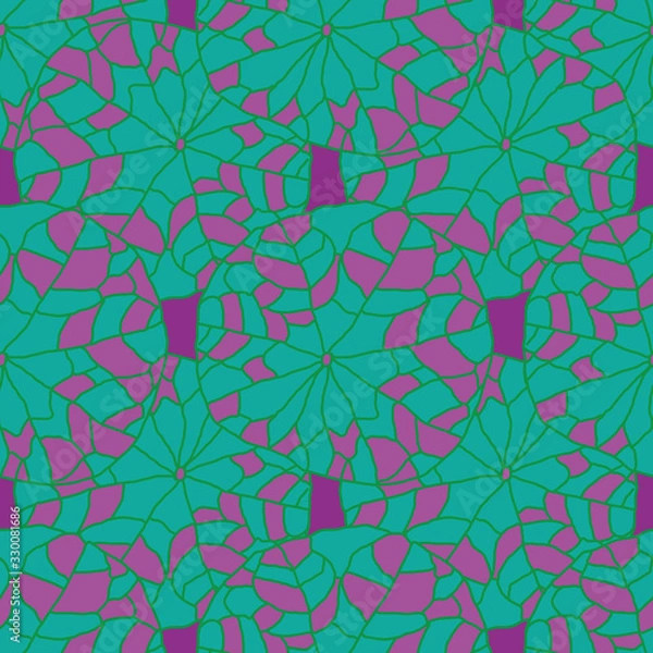 Obraz Abstract Nasturtium-Wild Leaves seamless repeat pattern background in purple and green,