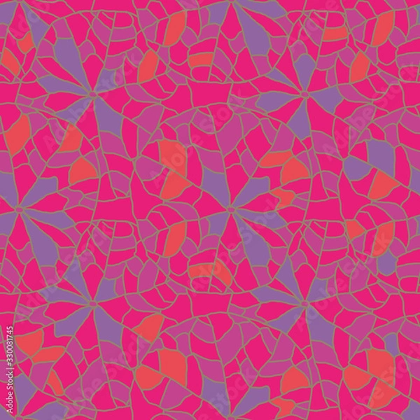 Obraz Automn Abstract-Wild Leaves seamless repeat pattern background in pink,orange, and purple,