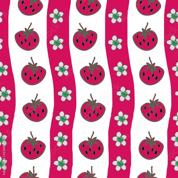 Obraz Strawberry Field-Paisley Dreams seamless repeat pattern in pink,red,green and white
