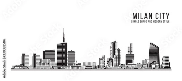 Fototapeta Cityscape Building Abstract Simple shape and modern style art Vector design - Milan city
