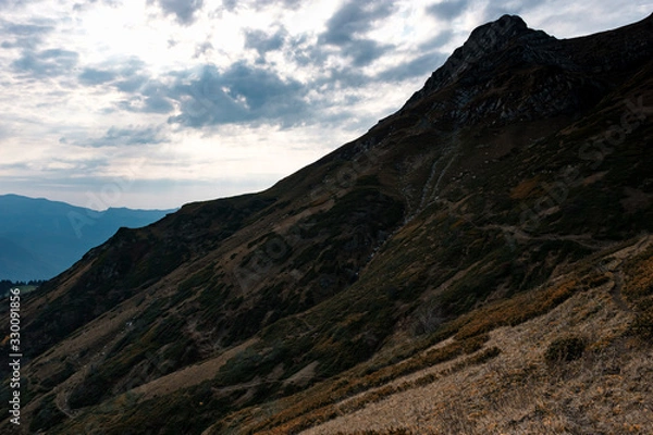 Fototapeta Autumn in the North Caucasus, Rosa Khutor ski resort in off-season