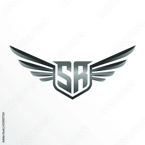 Fototapeta Initial Letter SR with Wings