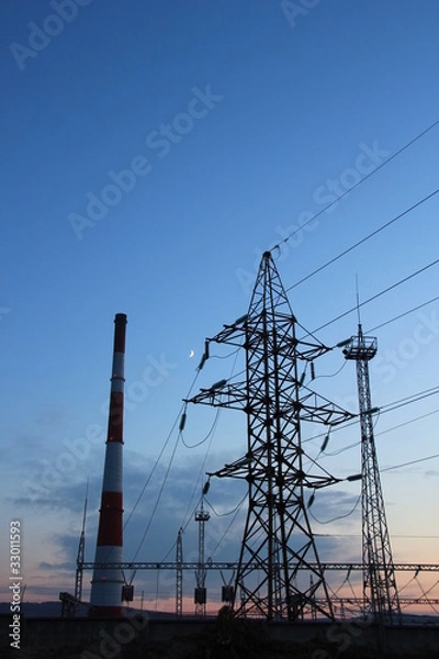 Obraz Линии электропередач на закате