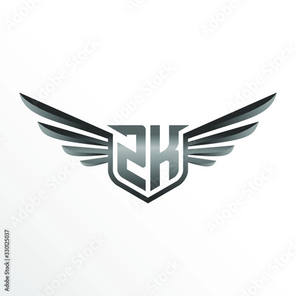 Fototapeta Initial Letter ZK with Wings