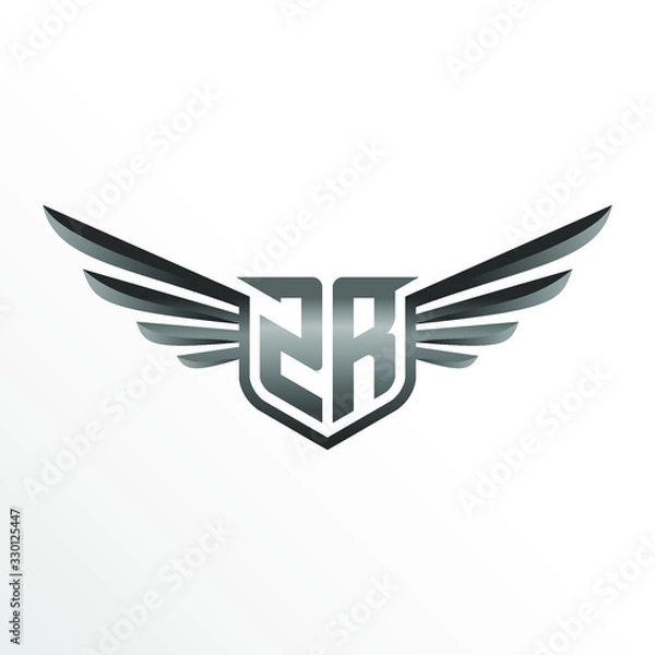 Fototapeta Initial Letter ZR with Wings