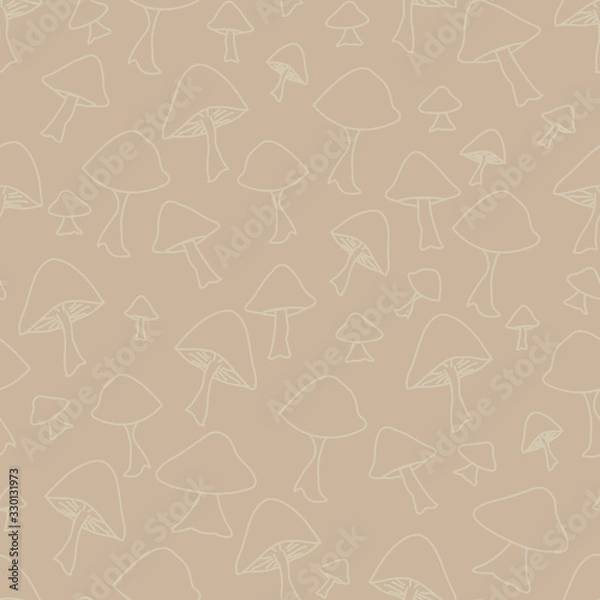 Fototapeta crowd of mushrooms creating a texture background tan on tan repeat pattern surface design