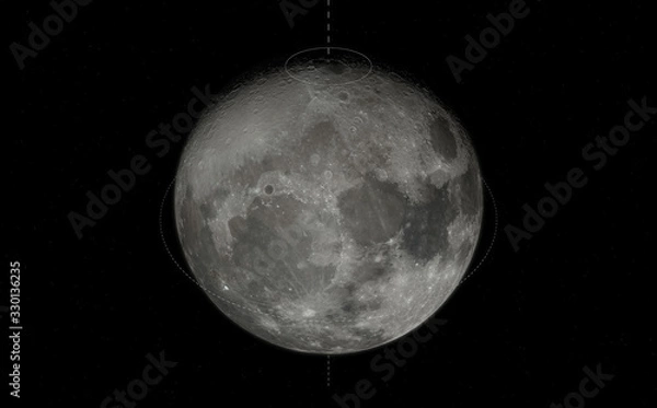 Fototapeta 3D Illustration Rendering. Earth's Full Moon Glowing On Black starfield Background. Australian View
