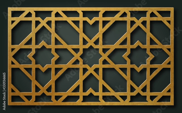 Obraz Template for laser cutting. Decorative panel with oriental geometric pattern.