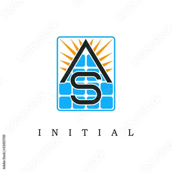 Obraz Initials Letter S Inside Solar Cell or Solar Panel Energy Logo Design 