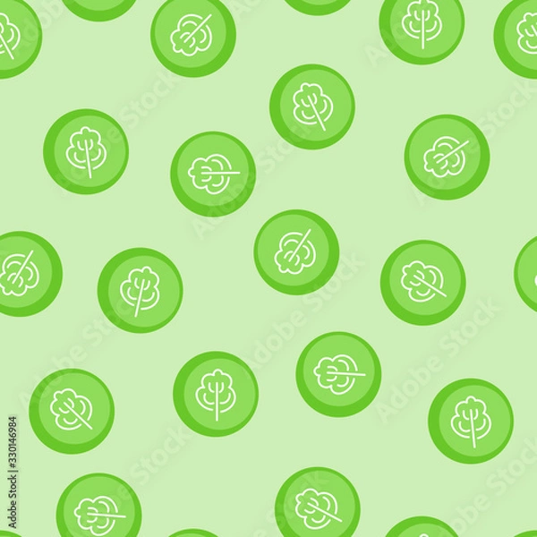 Fototapeta Green tree in a circle. Seamless pattern. Hand-drawn illustration