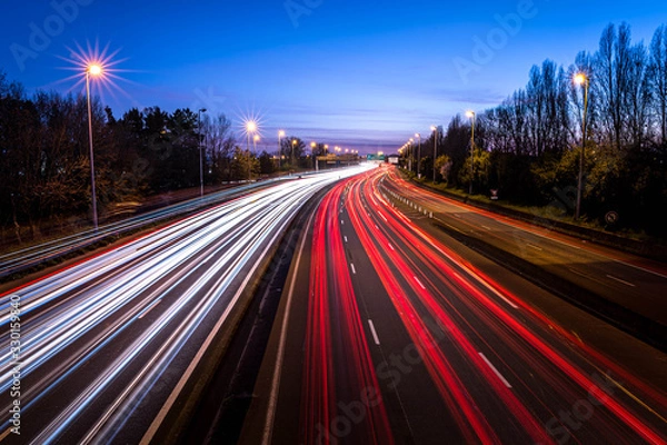 Fototapeta Trafic rocade bordeaux longue exposition 