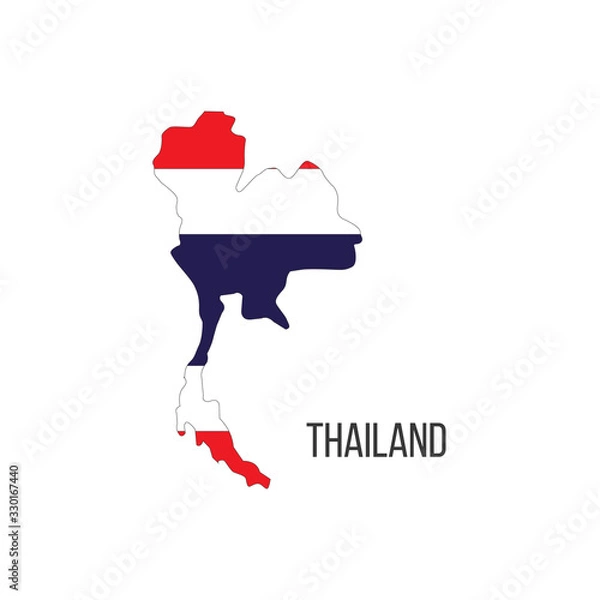 Fototapeta Thailand flag map. The flag of the country in the form of borders. Stock vector illustration isolated on white background.